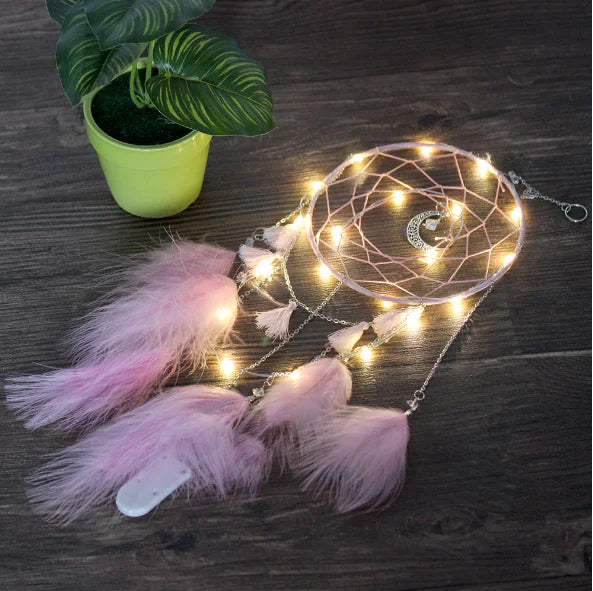 Creative Feather Dreamcatcher with Flower and Cloud Lights