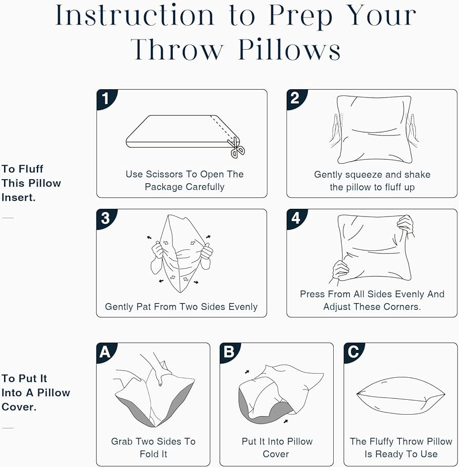 New 3 size mixed Set of 3 Pillow Covers With Inserts 1 of 12"x20", 1 of 18"x18", 1 of 20"x20" or 22"x22"