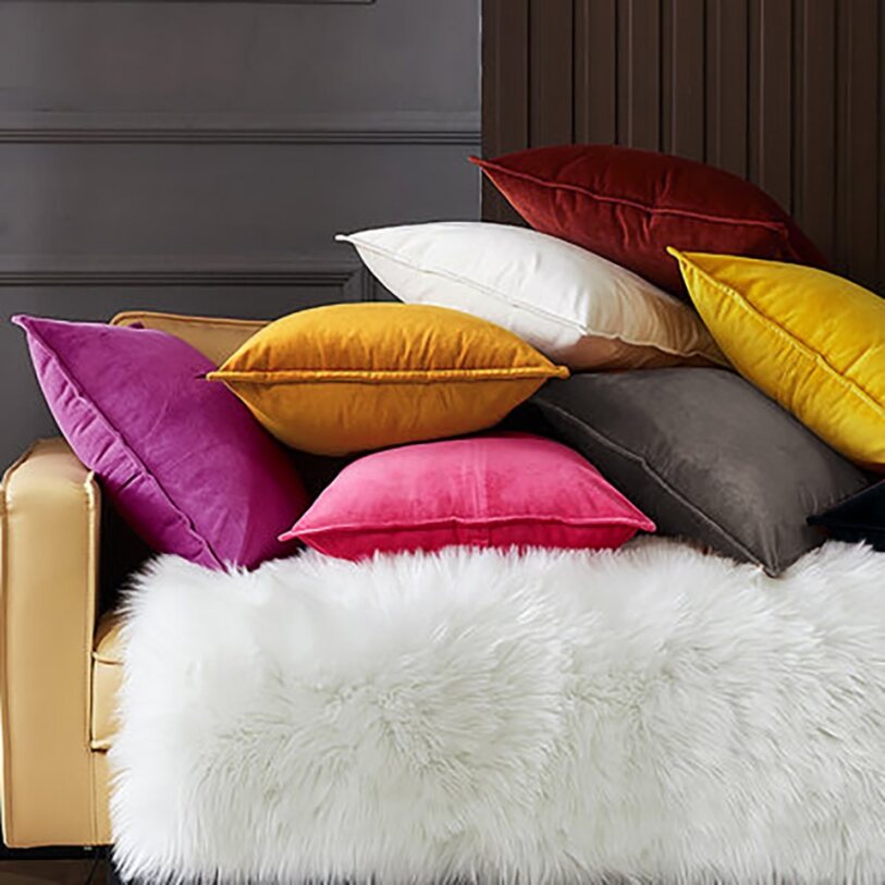 Square Cotton Velvet Pillow (With/Without Inserts) size 18"x18" set of 2 and 18 colors