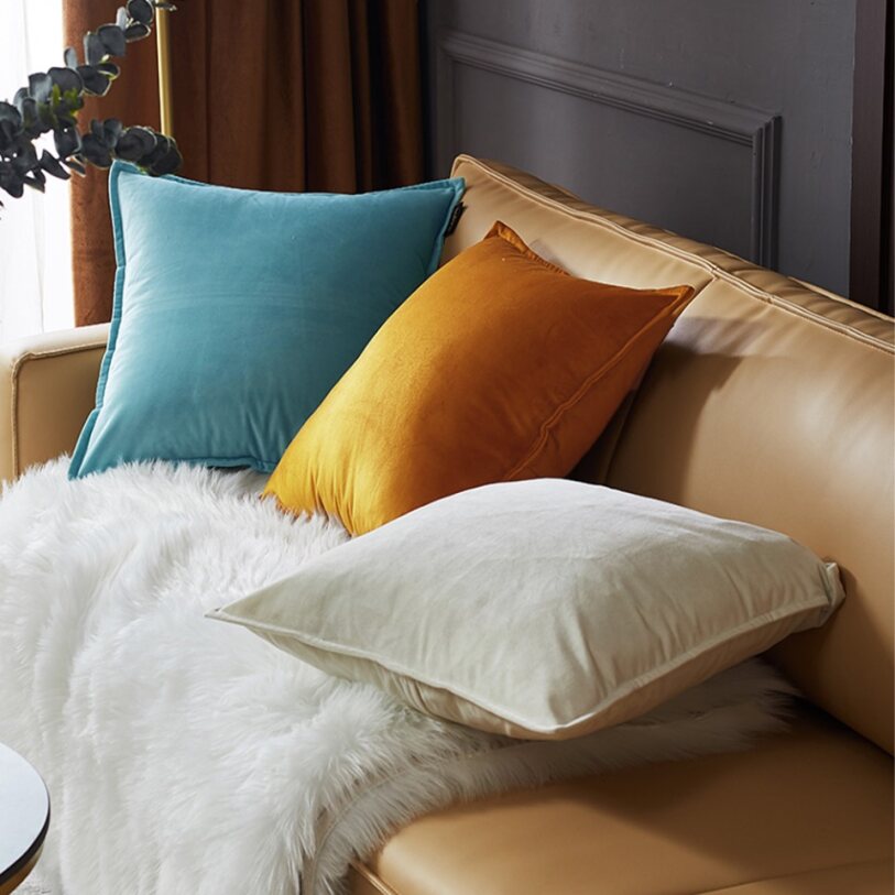 Square Cotton Velvet Pillow (With/Without Inserts) size 18"x18" set of 2 and 18 colors