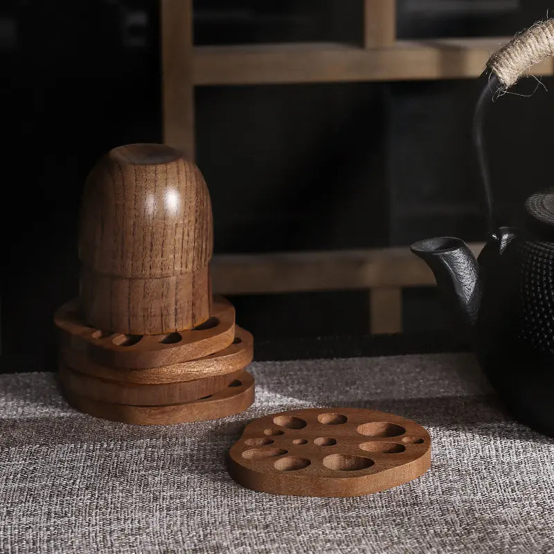 Ebony Wooden Insulated Lotus Root Coaster for Tea