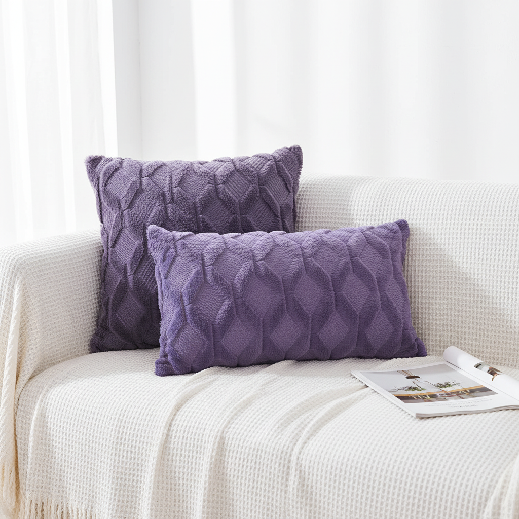 One 18"x18" with a matching color of one 12"x20" Square and rectangle combo set throw pillow covers with inserts