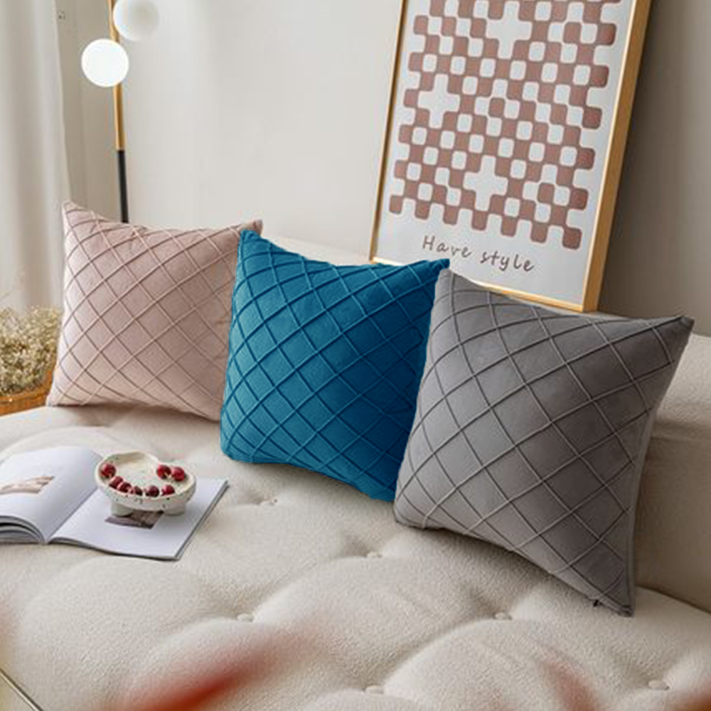 20''x20'' quilted velvet throw pillow  | 6 colors soft & stylish diamond stitch design | modern couch & bedroom accent | insert included