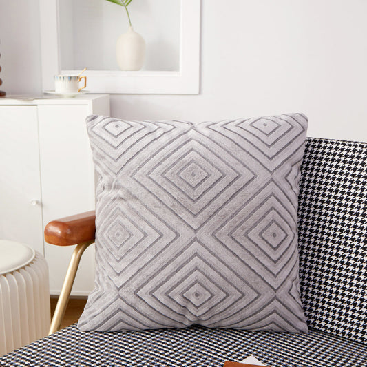 18"x18" geometric diamond plush throw pillow | 8 colors  3d embossed pattern | modern textured accent | insert included