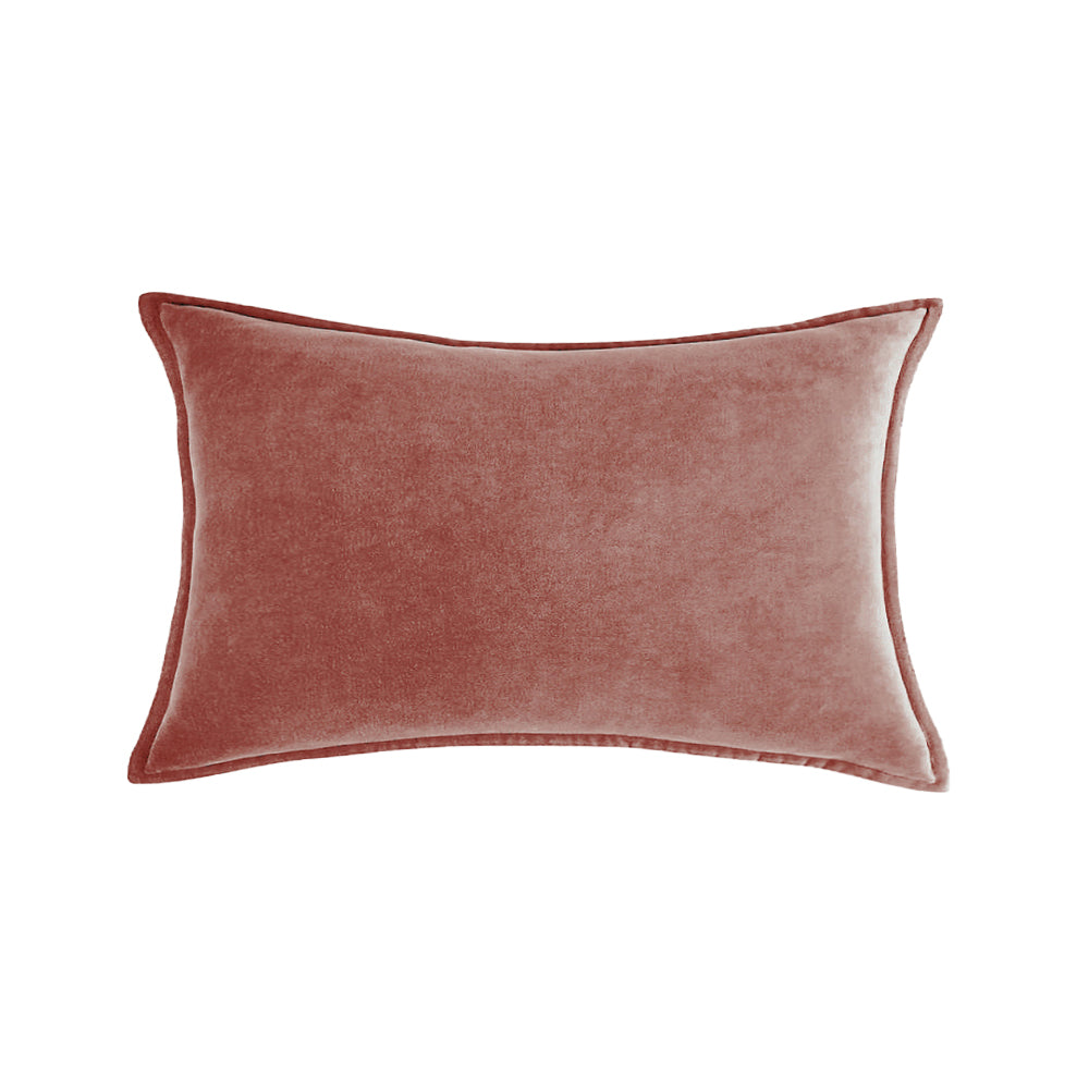 Luxe velvet lumbar pillow 19 colors classic flange edge elegant solid color accent insert included 12"x20"