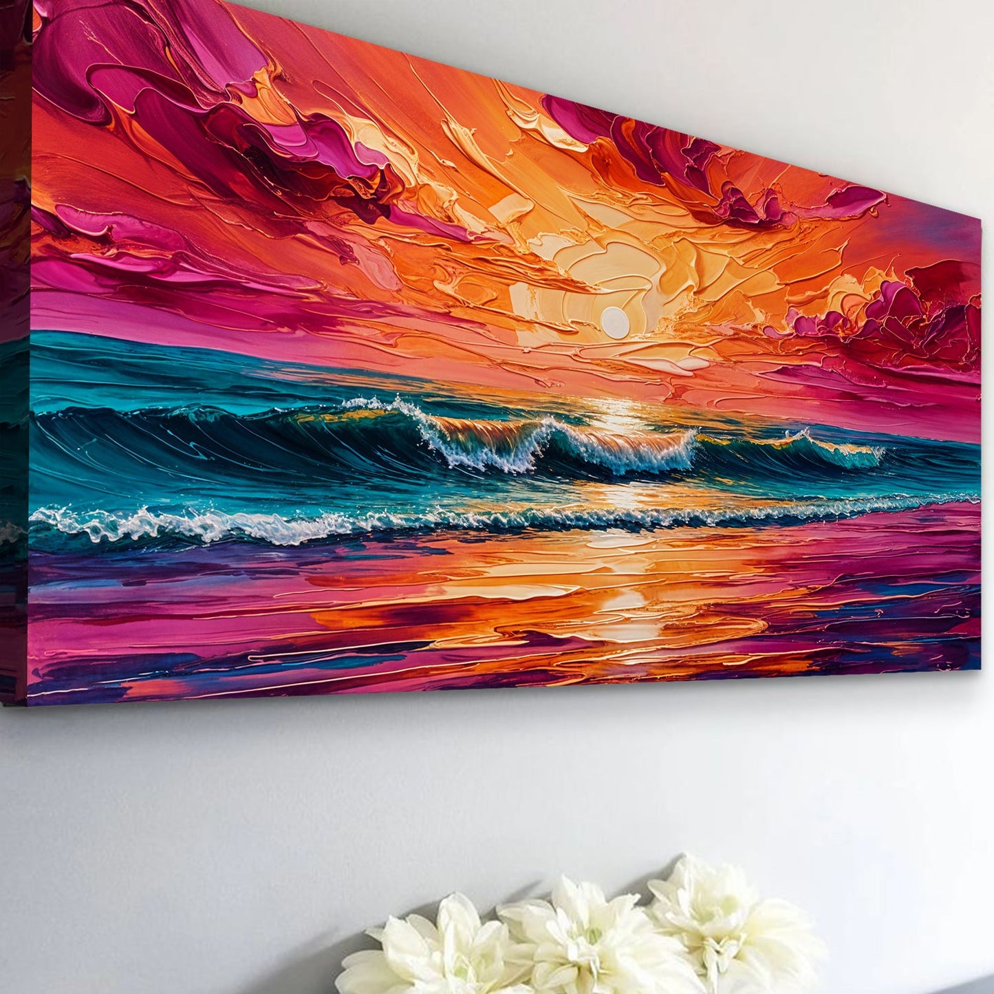 Coastal Sunset Impasto Wall Art