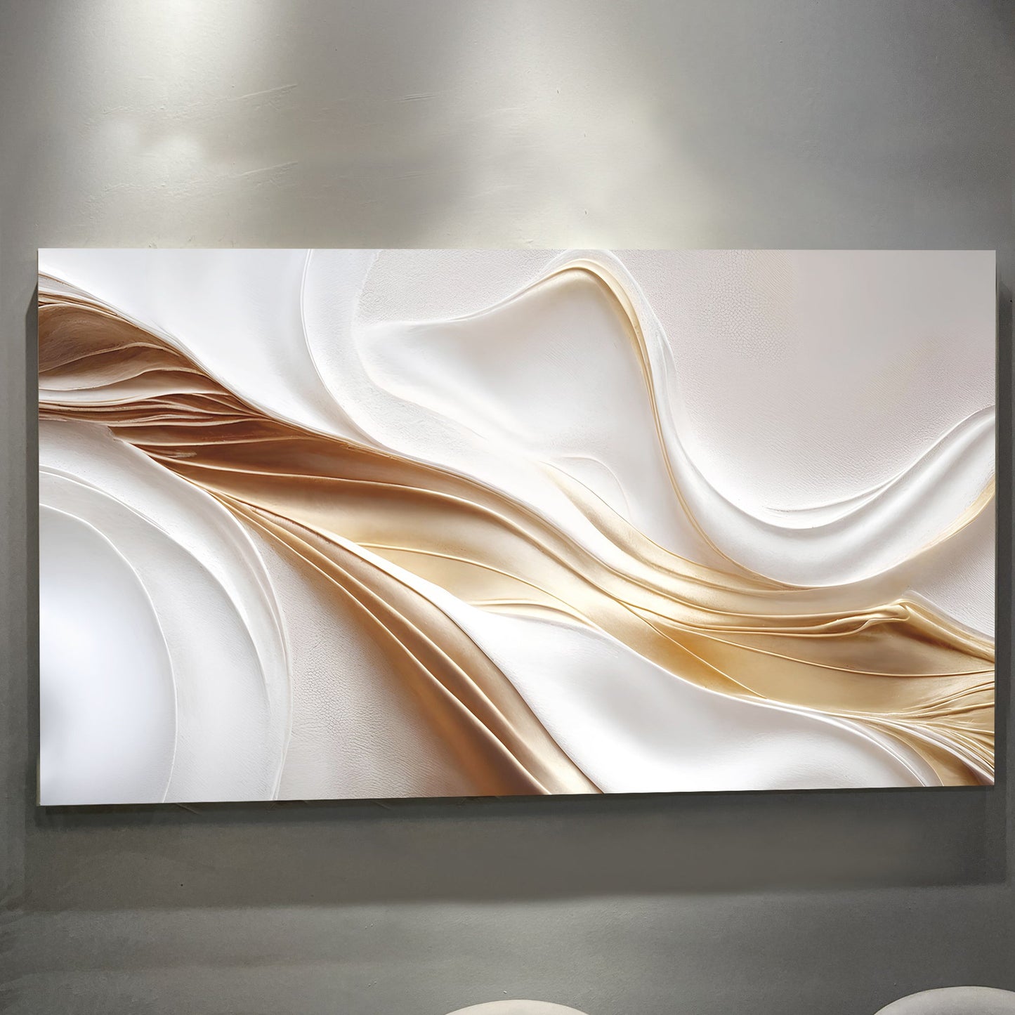 White and Gold Abstract Wall Art