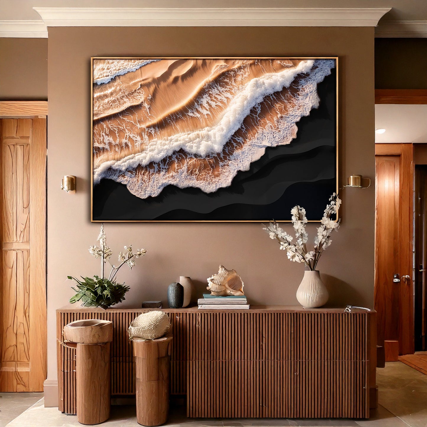 Amber Ocean Waves Wall Art
