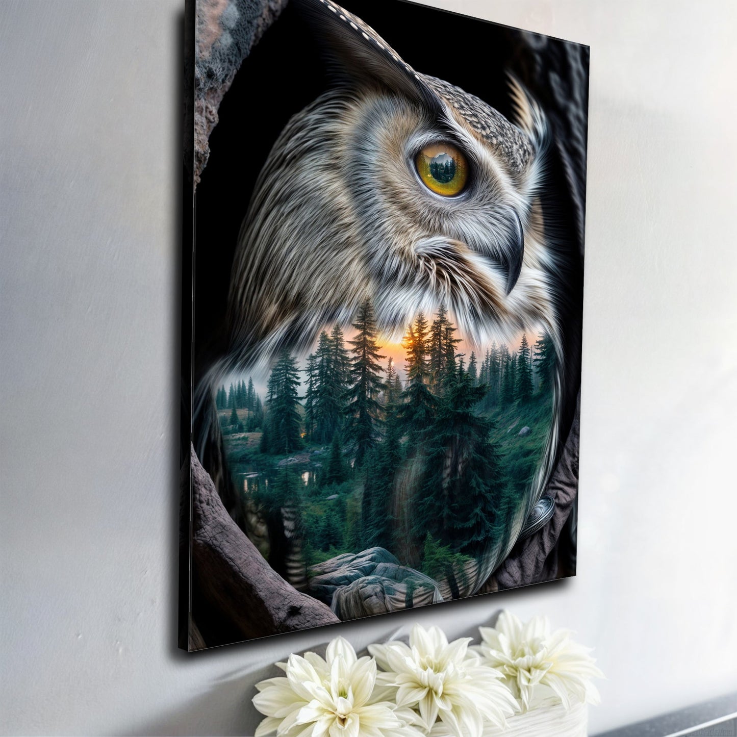 Owl Double Exposure Wall Art