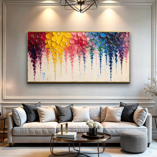 Rainbow Cascade Impasto Wall Art