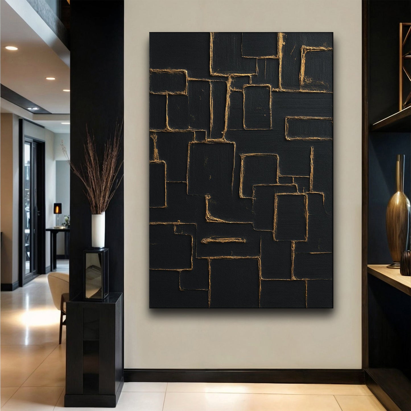 Contemporary Black and Gold Wall Art