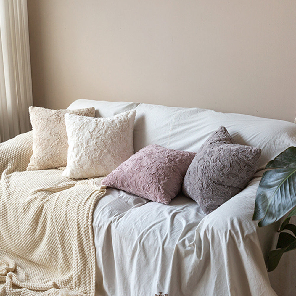 Pack of 2 Double sides furry throw pillow case and insert great to snuggle size 18"x18"