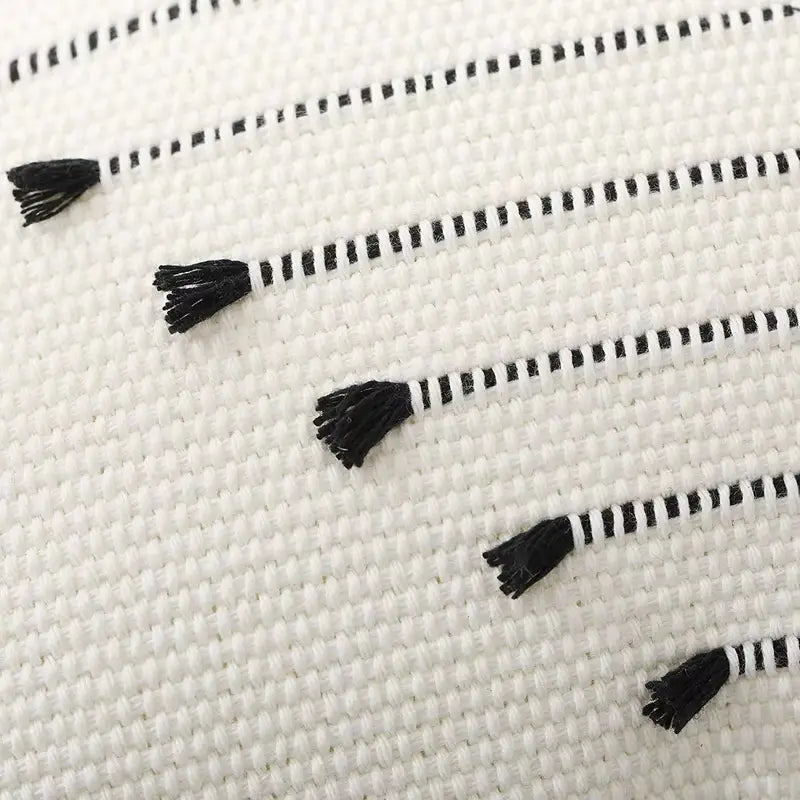 Bohemian Ethnic Style Cushion Cover in Black and White 18"