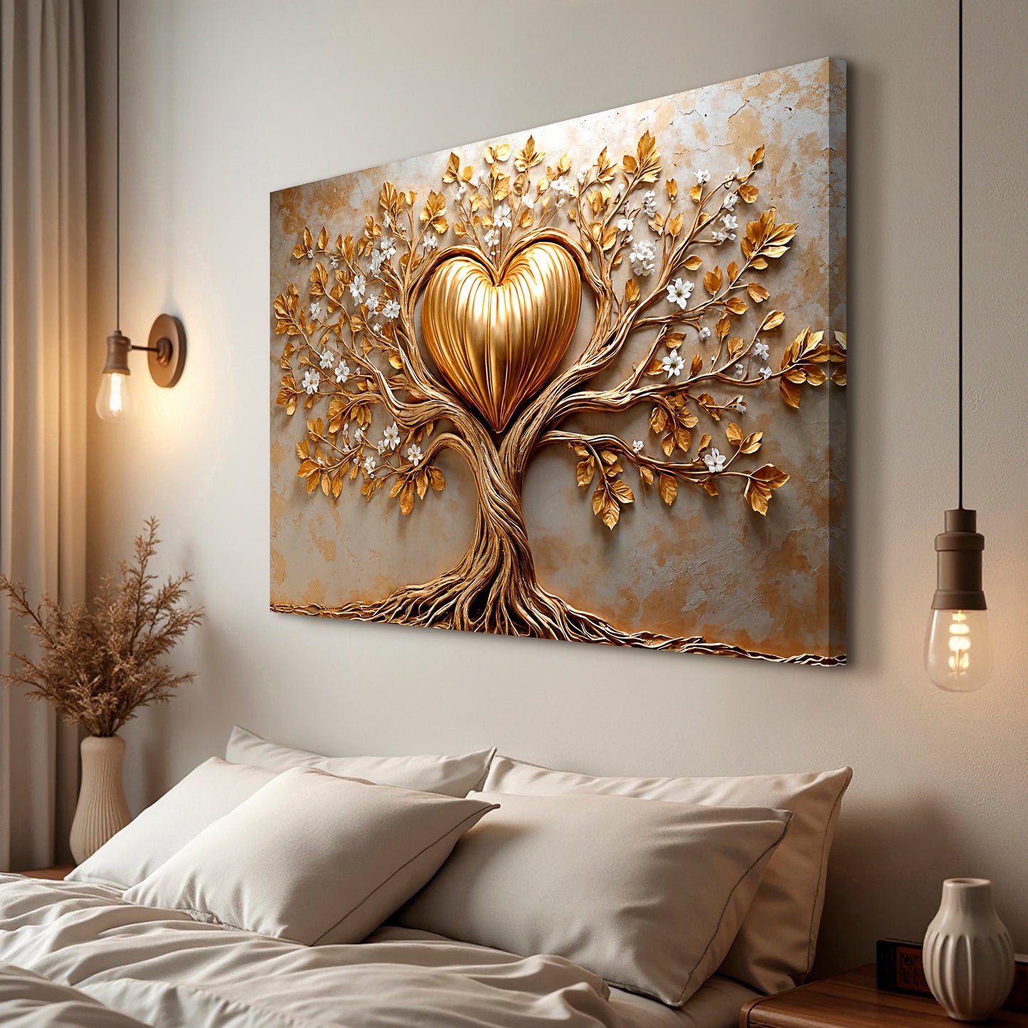 Golden Tree Heart Wall Art
