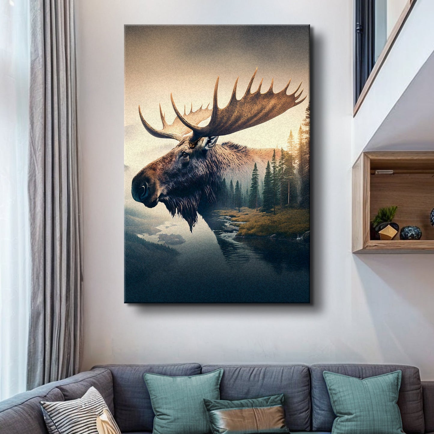 Moose Double Exposure Wall Art