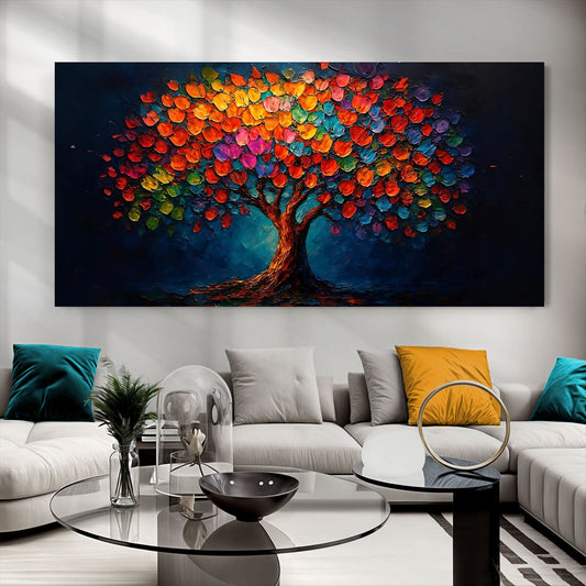 Rainbow Bloom Impasto Wall Art
