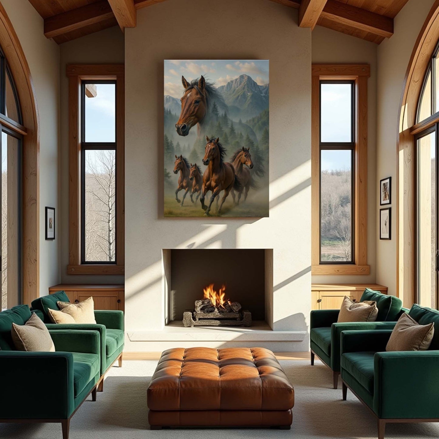 Galloping Horse Double Exposure Wall Art