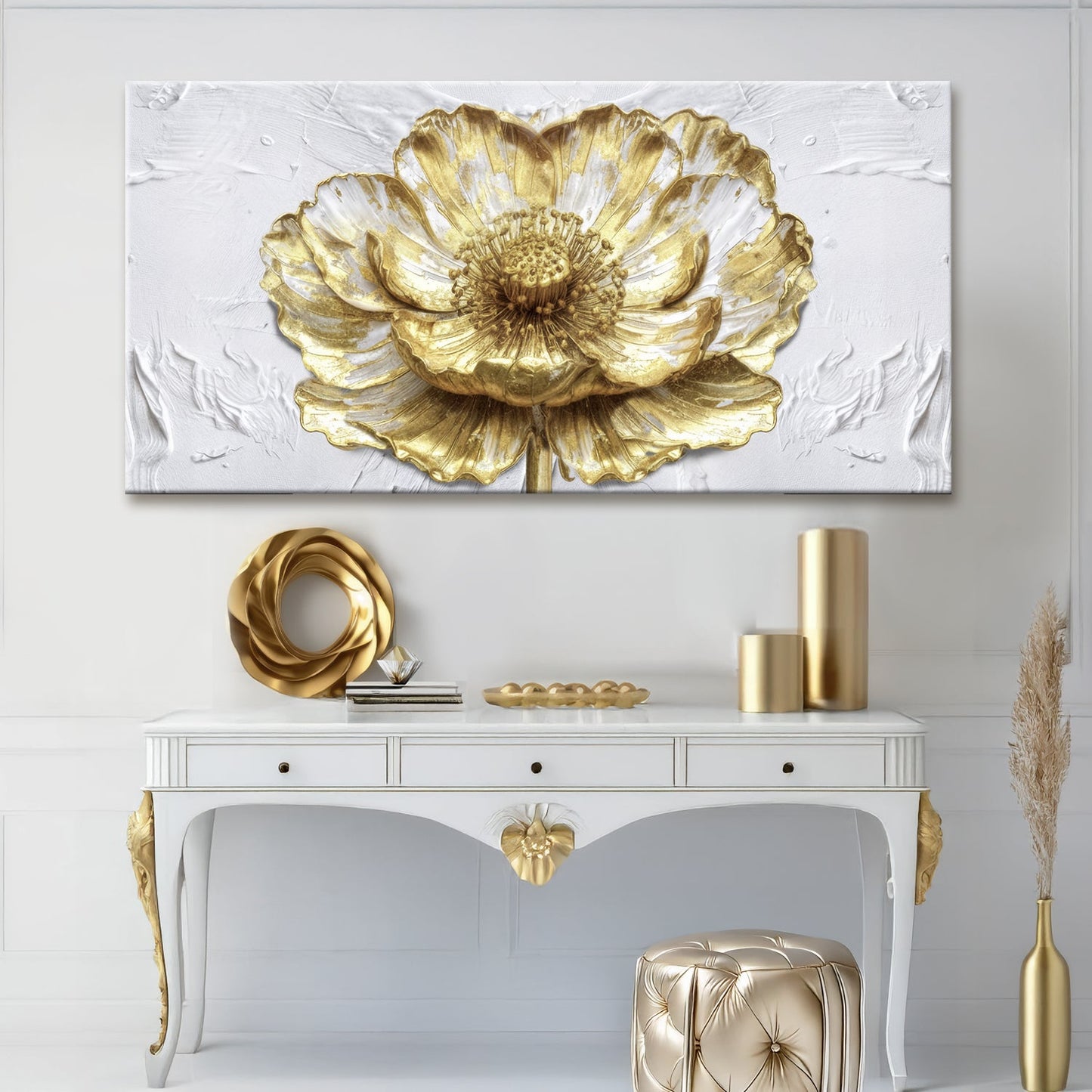 Golden Dandelion Minimalist Abstract Wall Art V