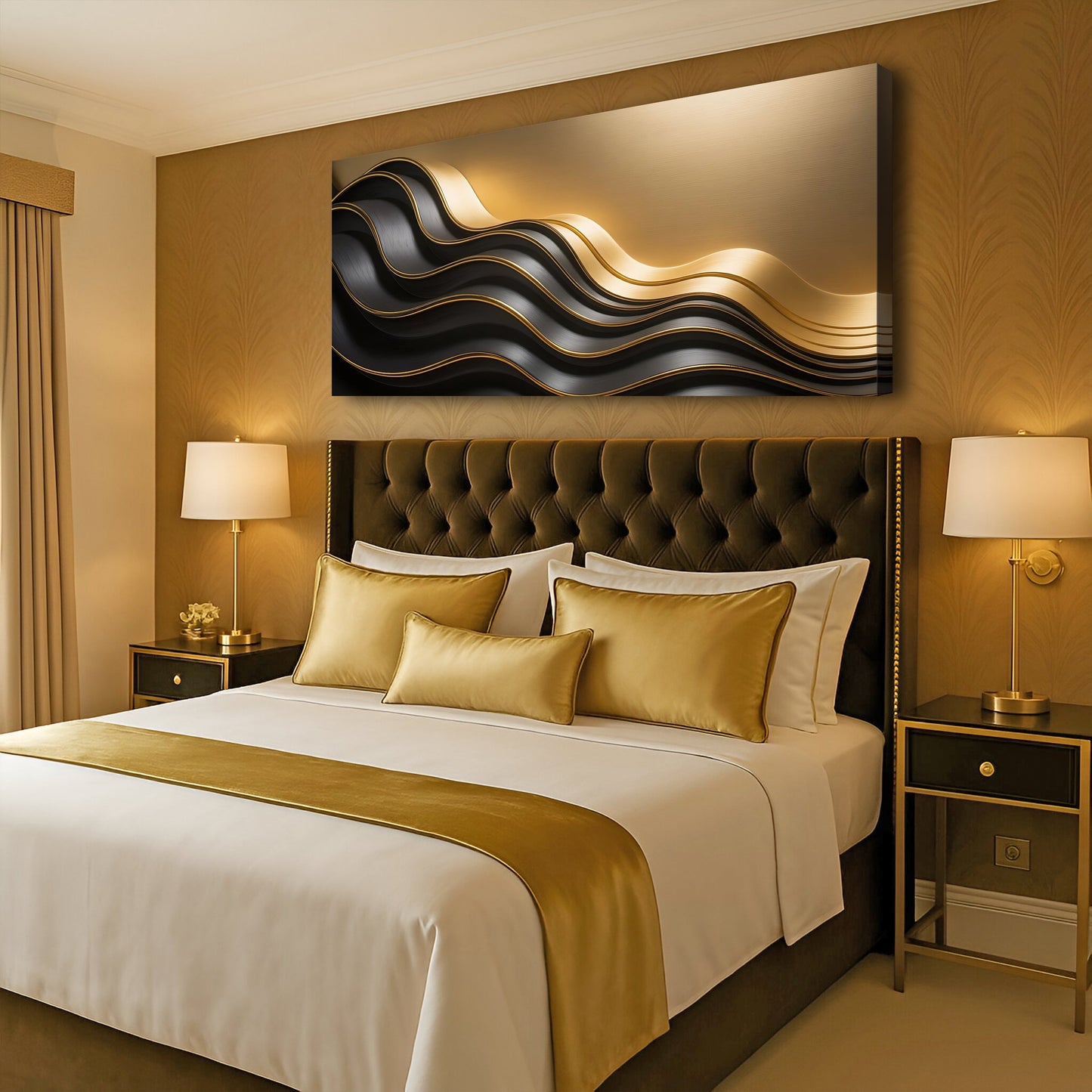 Black and Gold Minimalist Abstract Wall Art IV