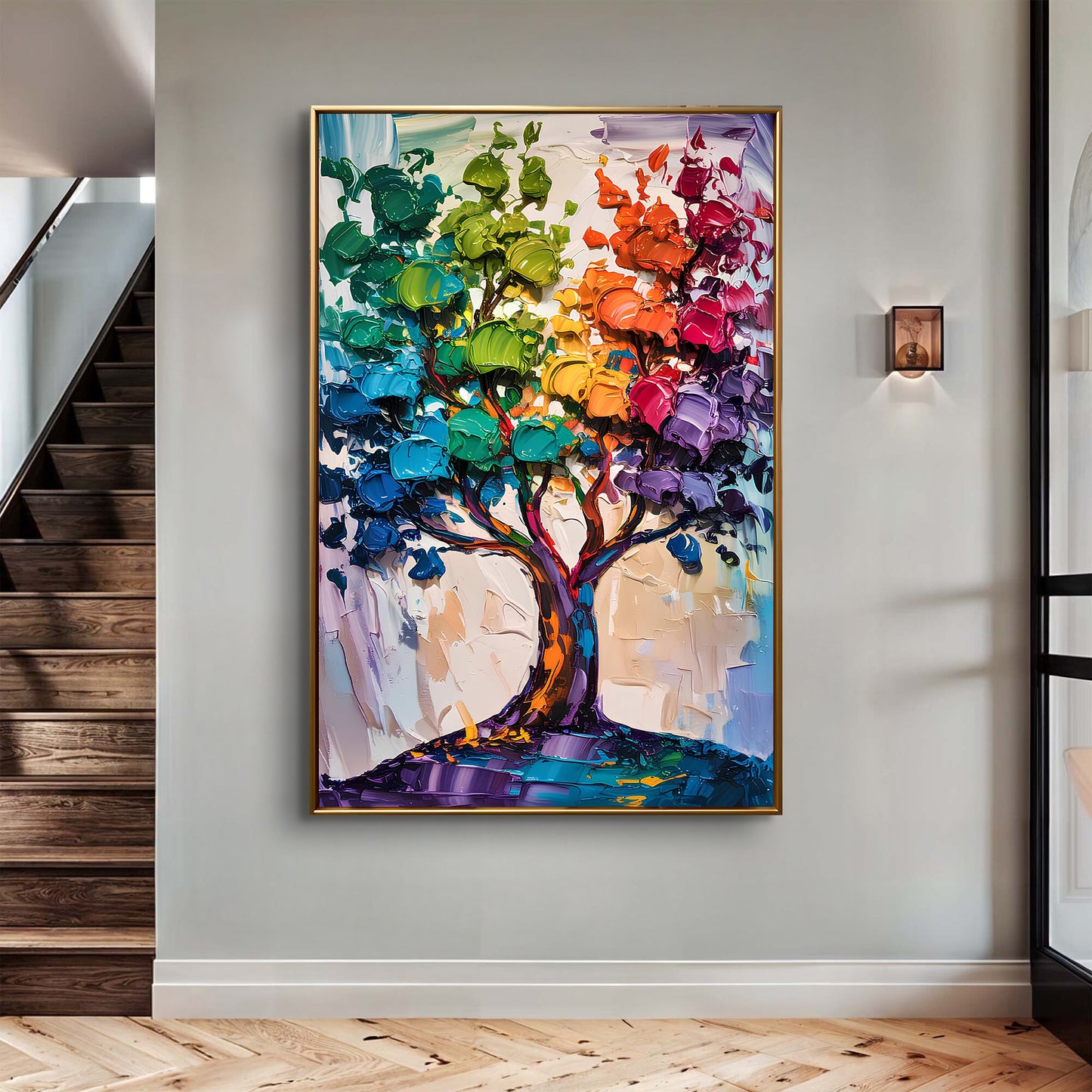 Rainbow Tree Abstract Wall Art
