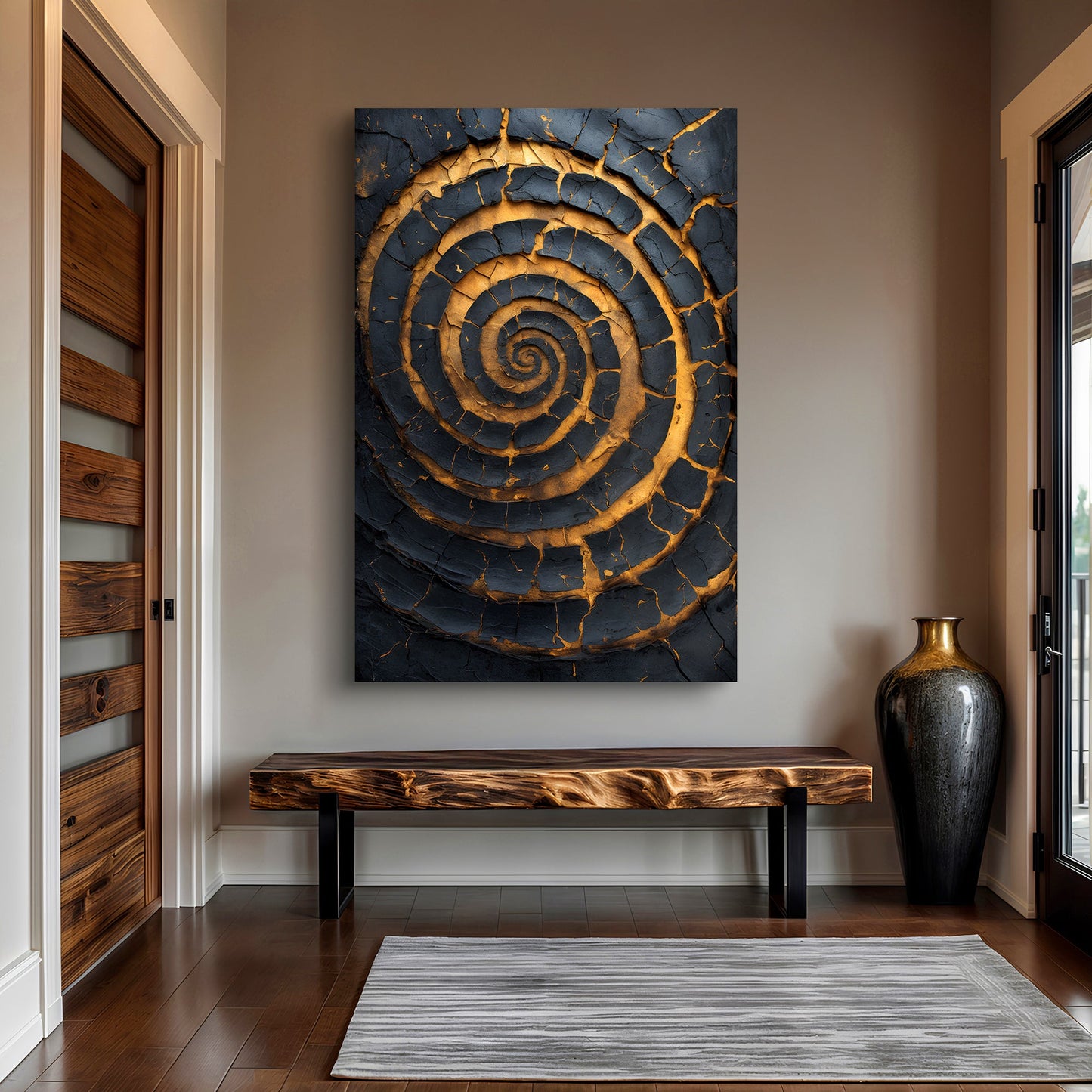 Black and Gold Spiral Wall Art