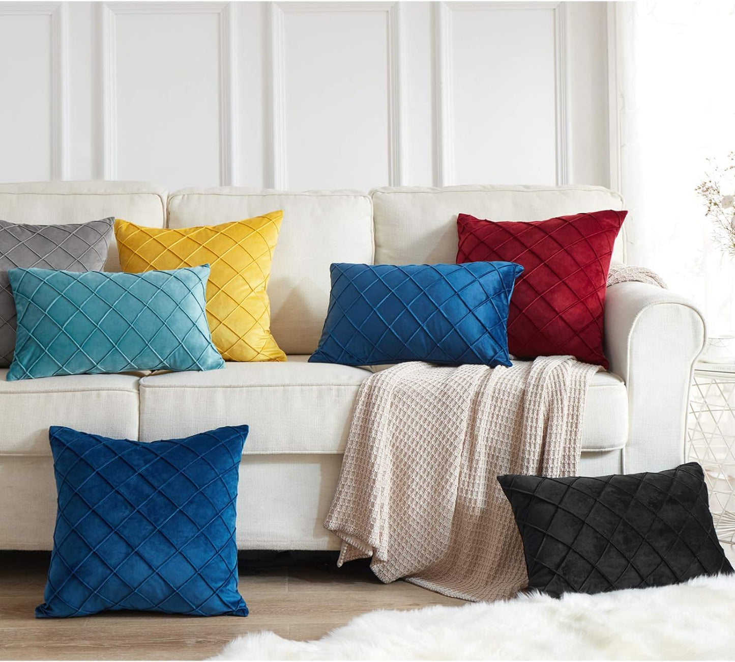 Diamond Cushion Throw Pillows (With/Without Inserts) 18x18 inches, pack of 2 throw pillows