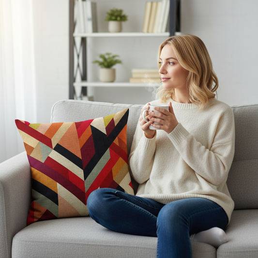 Set of 2 Square Geometric Pattern Throw Pillow (With or Without Inserts) size 18"x18"