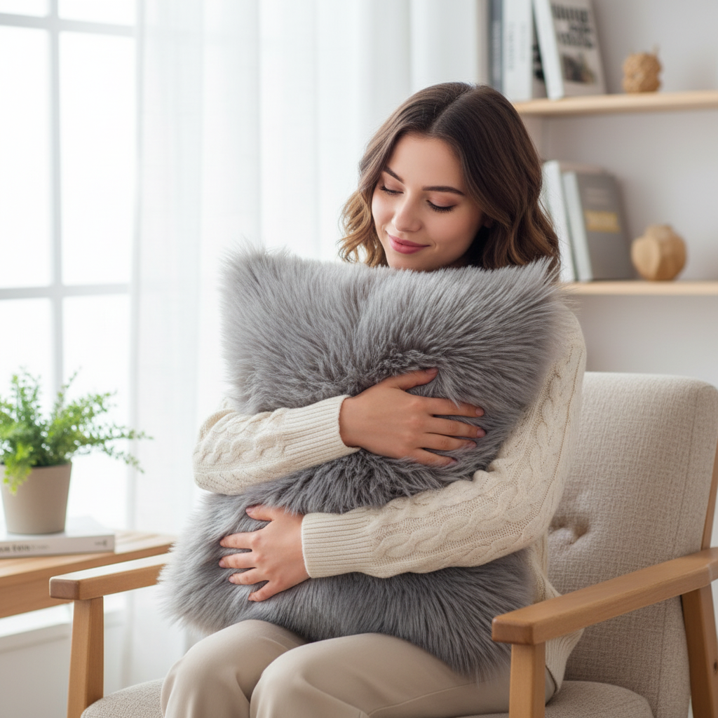 Pack of 1 Furry fur (front) Faux (back) pillow (With or Without Insert) sizes and colors options