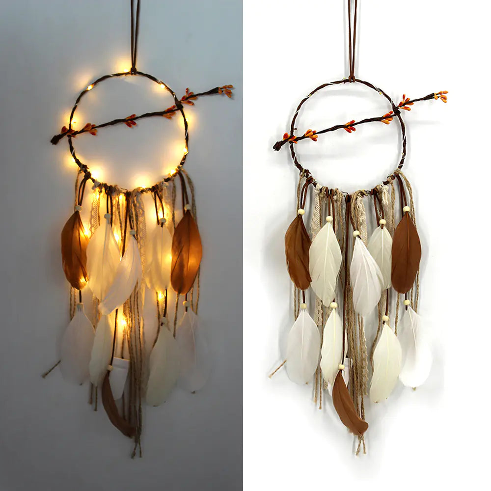 Creative Feather Dreamcatcher with Flower and Cloud Lights