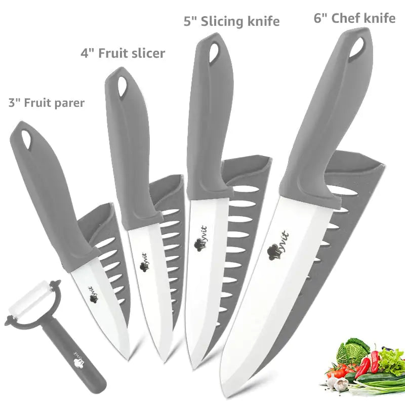 Five-Piece Standable White Zirconia Ceramic Knife Set