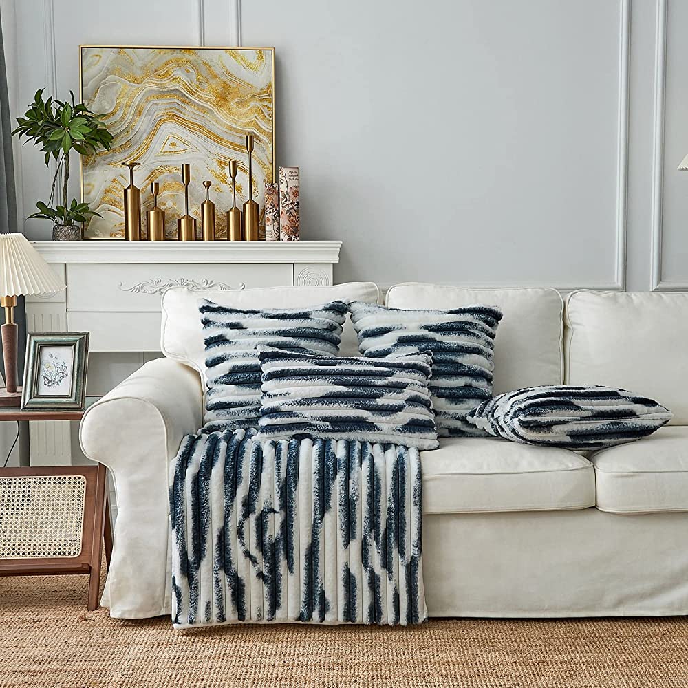 Set of 4 polyester blends well square throw pillow covers with inserts options (reversible sides) size 18"x18"