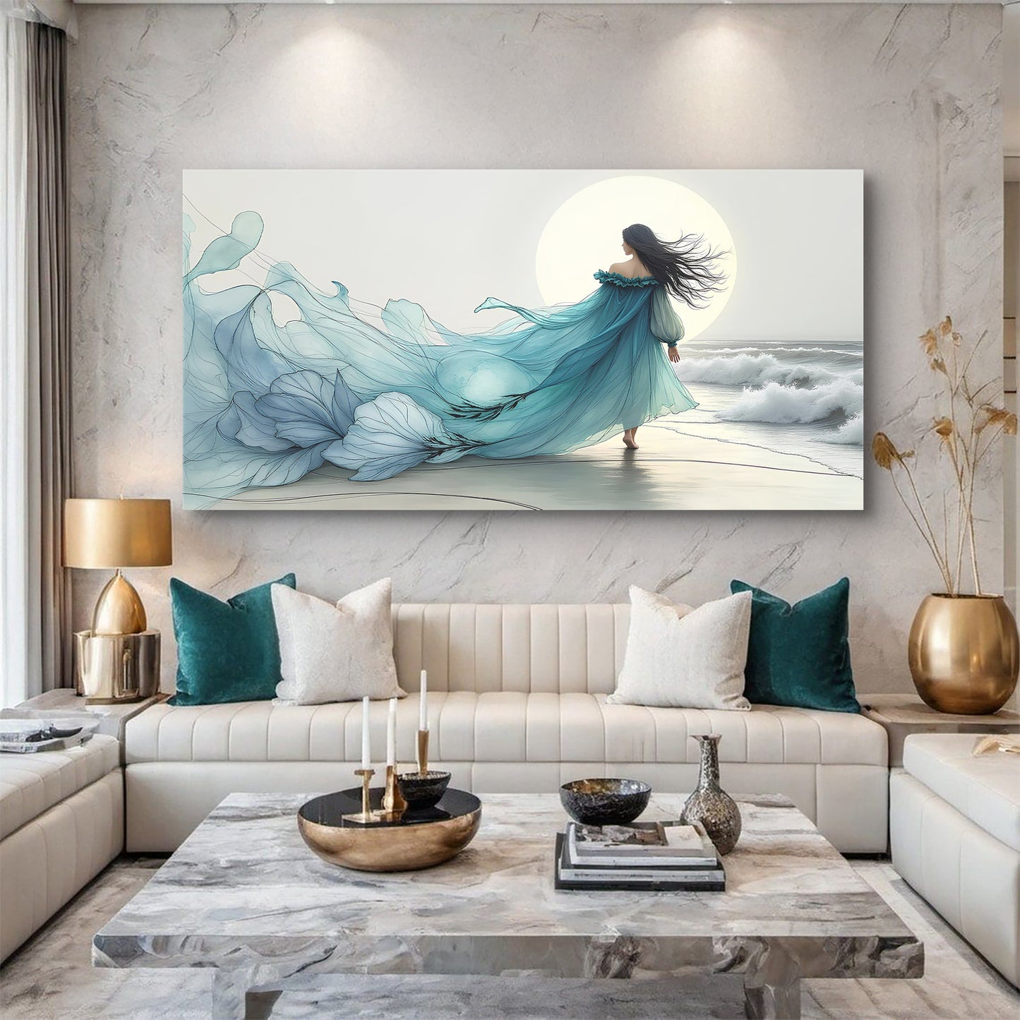 Swirling Winds by the Ocean Abstract Wall Art