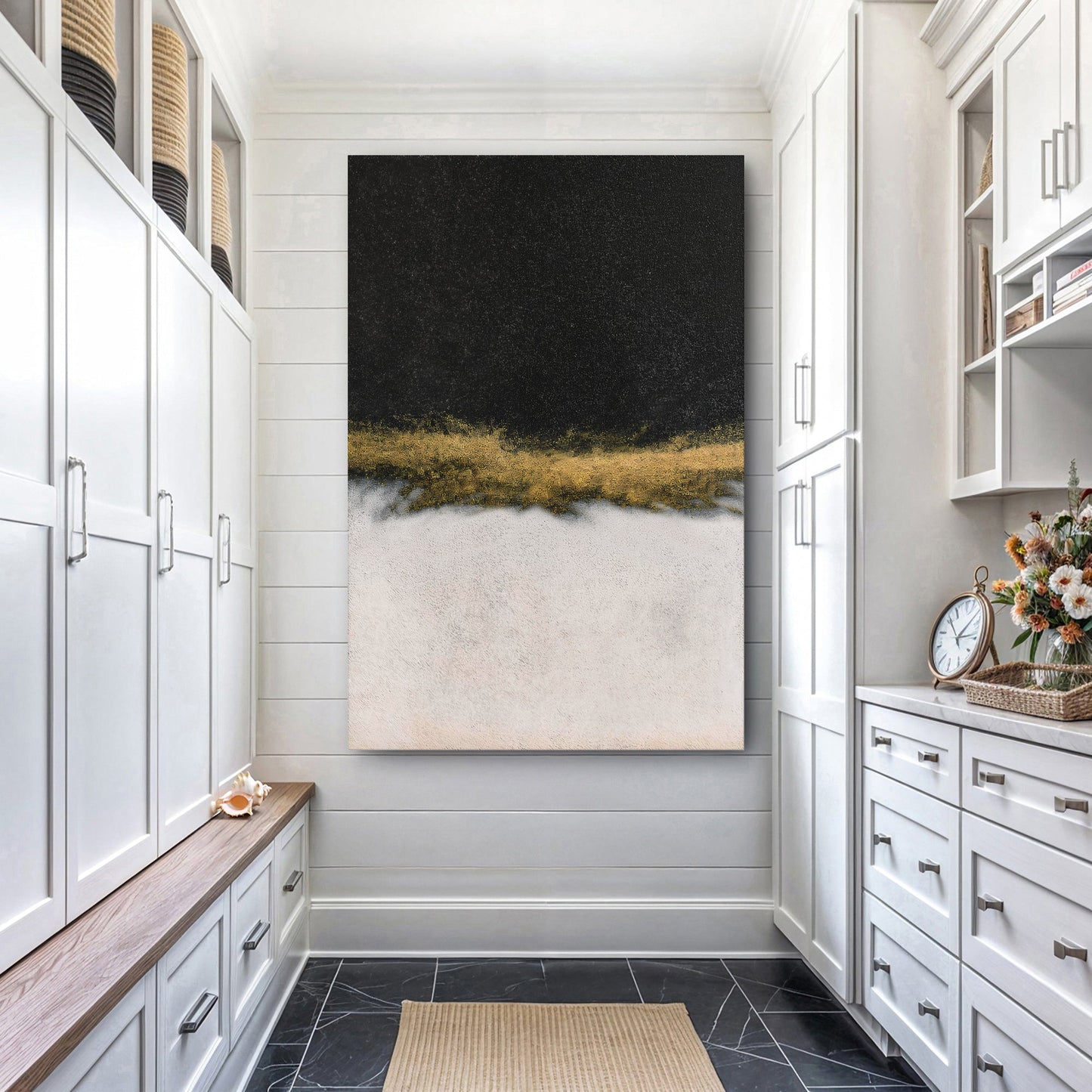 Minimalist Black and Gold Wall Art II