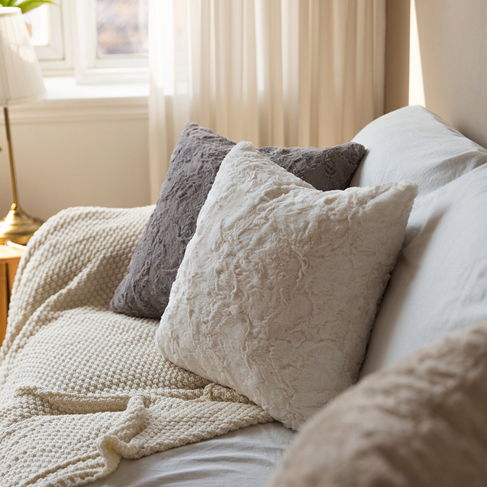 Pack of 2 Double sides furry throw pillow case and insert great to snuggle size 18"x18"