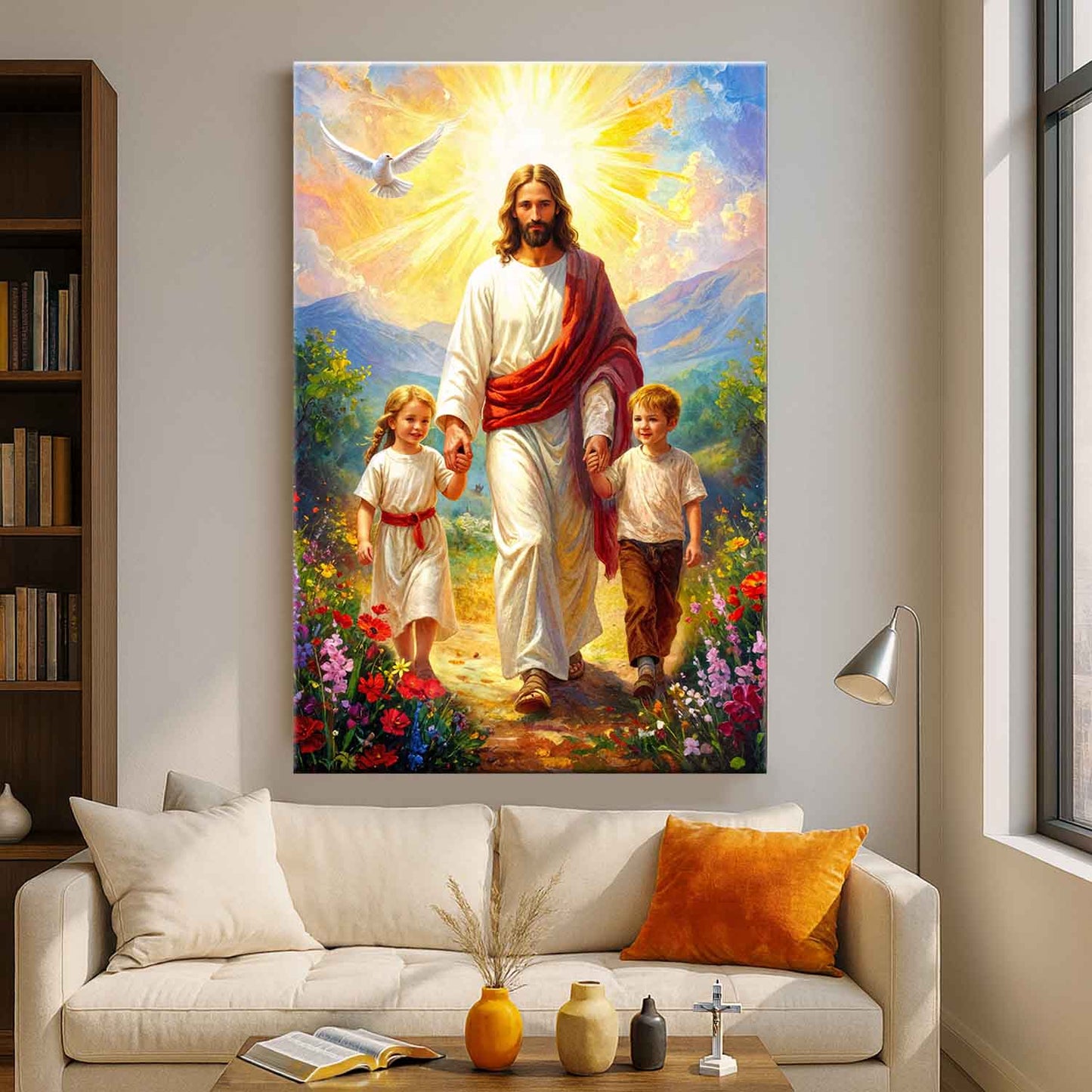 Jesus Walking With Kids Faith Wall Art