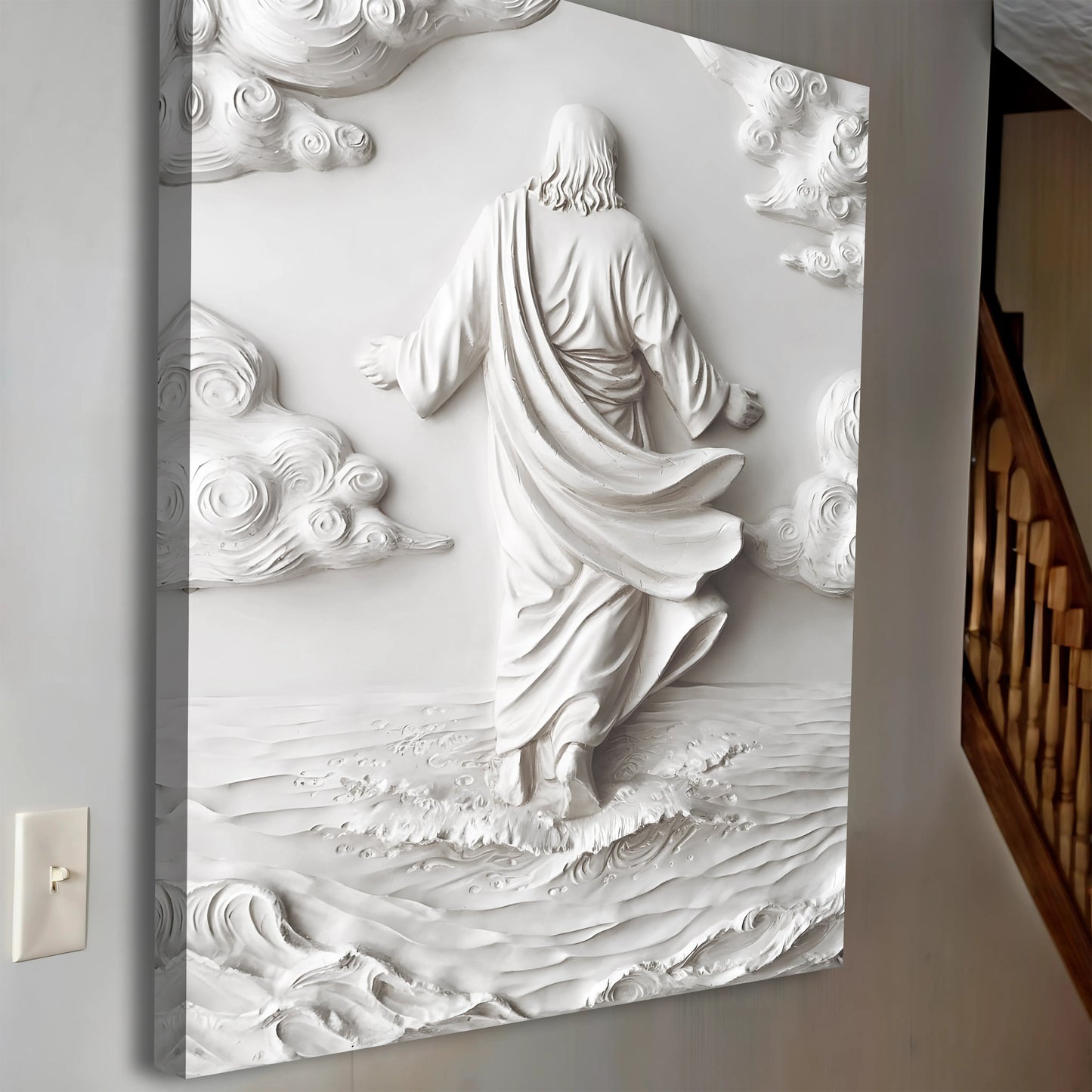 3D Minimalist Jesus Walking on Water Wall Art