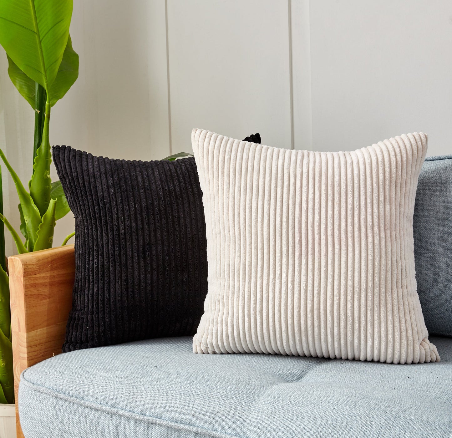 20''x20'' corduroy stripe throw pillow | 10 colors  soft textured wide wale design | cozy modern accent | insert included