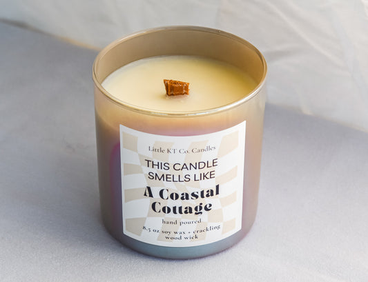 Coastal Cottage – Luxe Crackling Wood Wick Candle 🏖️🌊