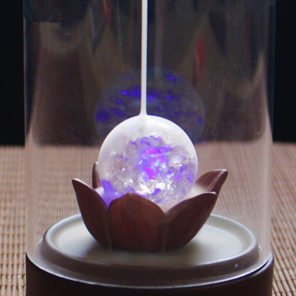 Lotus Crystal Ball Glass Backflow Incense Burner With LED