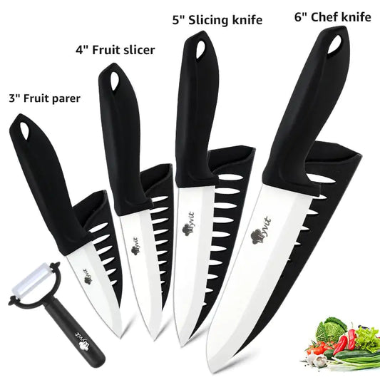 Five-Piece Standable White Zirconia Ceramic Knife Set