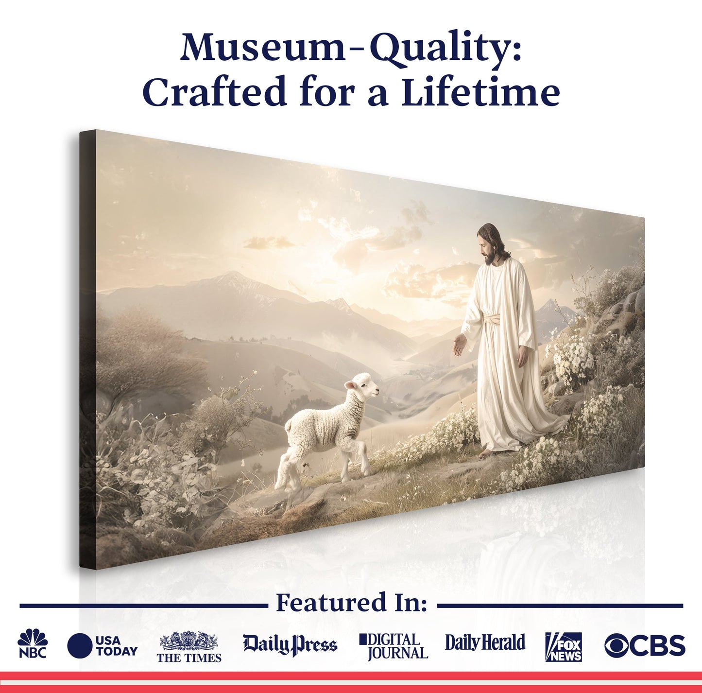 Jesus Protects The Lamb From Wolves Faith Wall Art X