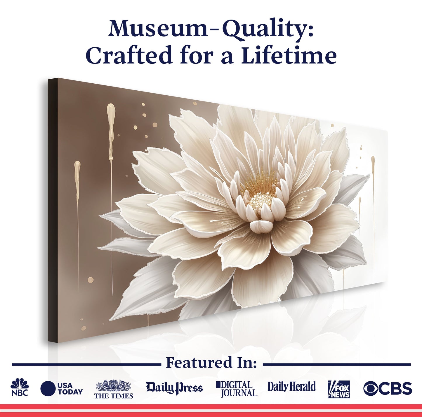 Single Beige Flower Abstract Wall Art