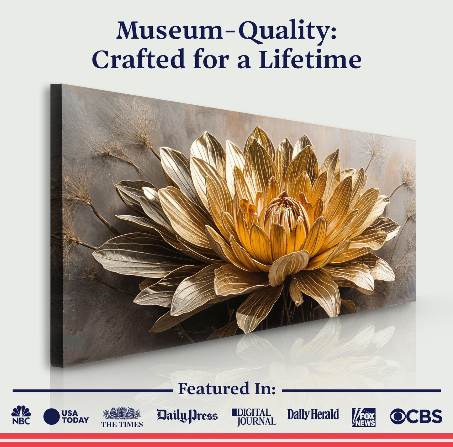 Golden Dandelion Minimalist Abstract Wall Art VII