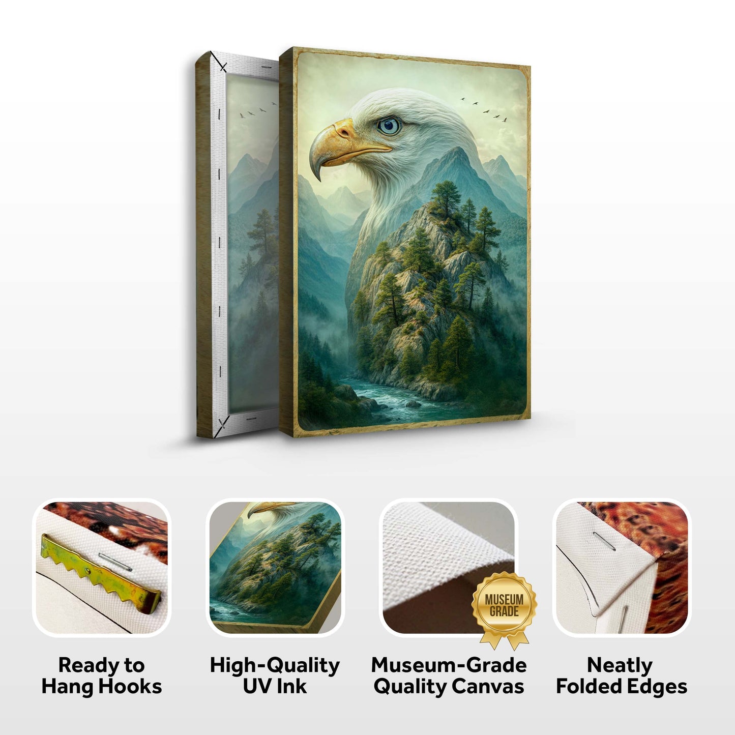 Eagle Over The Canyon Double Exposure Wall Art