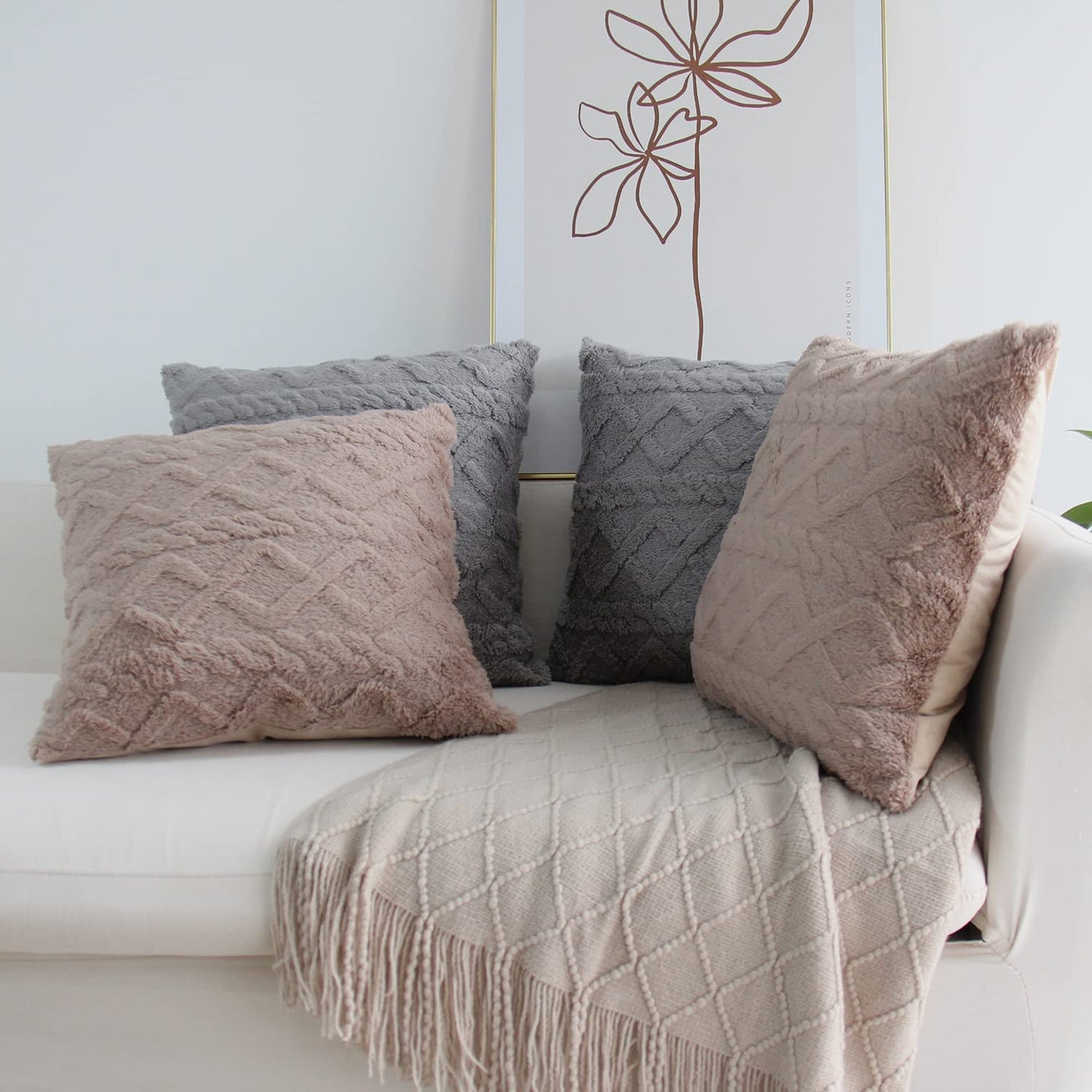 Throw pillow SUPER SOFT 3D FLORAL PATTERN Fur  Pack of 1 throw pillow WITH or WITHOUT insert 18"x18"