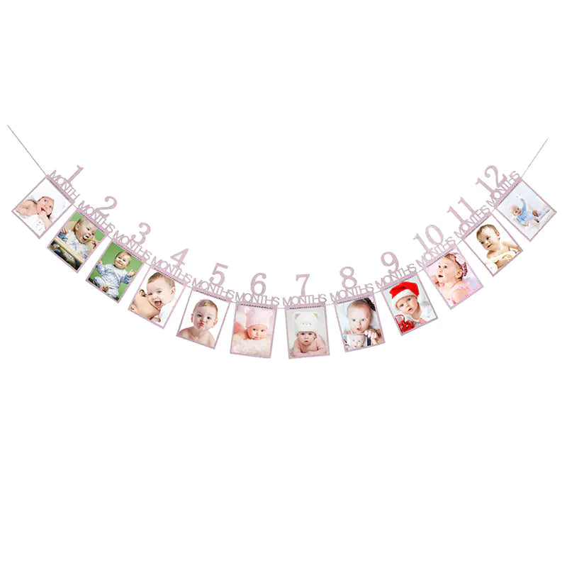 Baby's First Year Photo Wall Decor with Banners and Clips