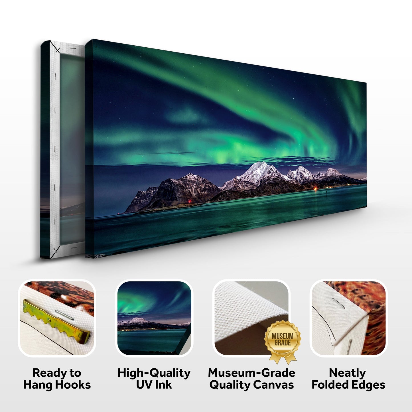 Lake And Northern Lights Canvas Wall Art