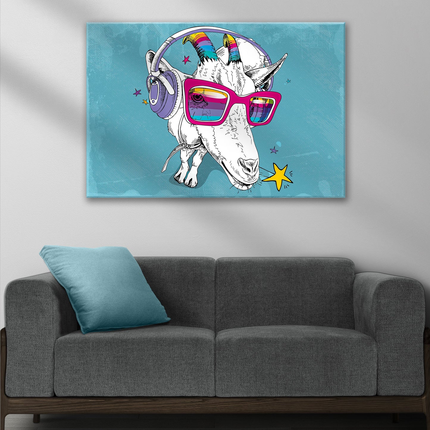 Rainbow Cool Goat Canvas Wall Art