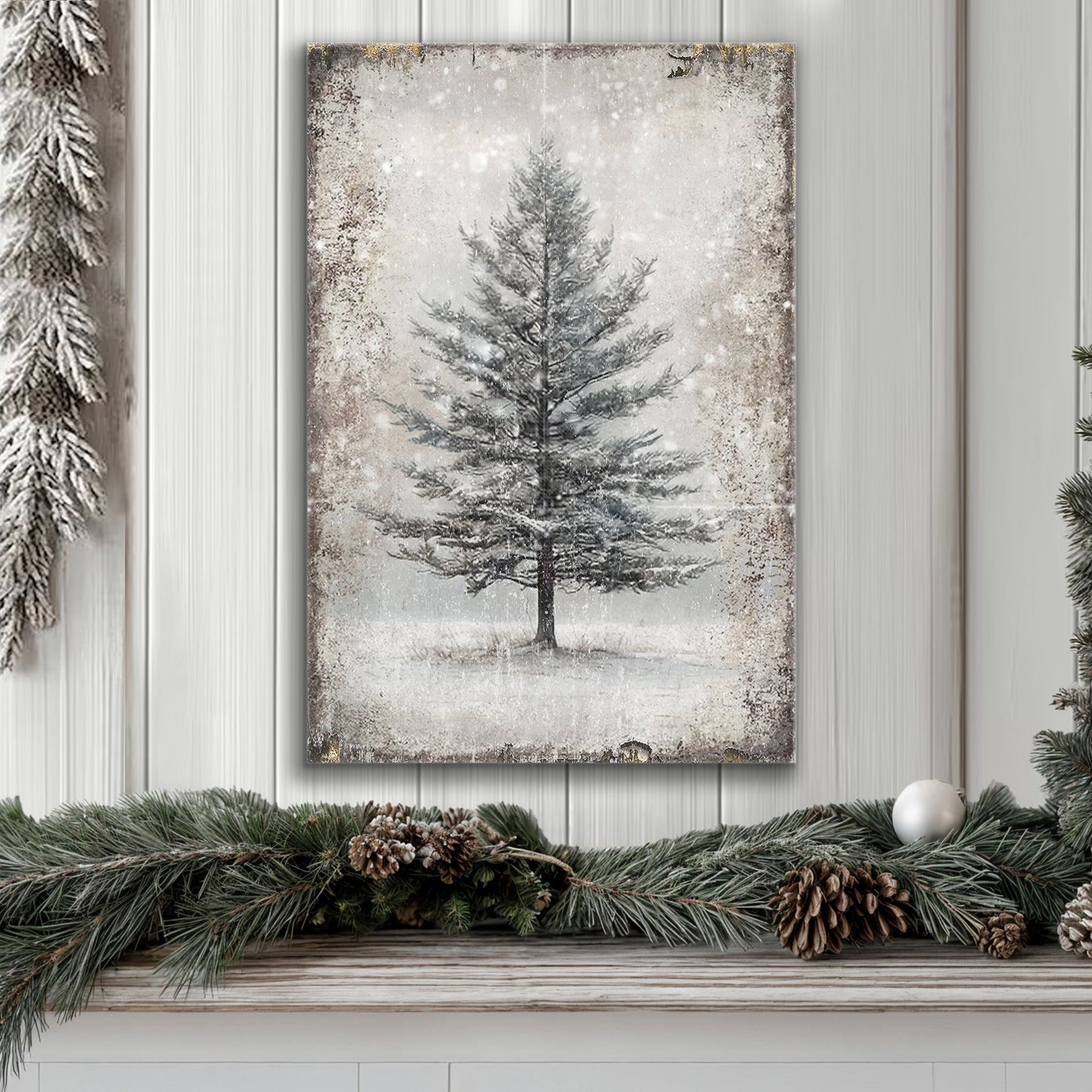 Vintage Christmas Tree Wall Art with Free Christmas Recipe Book