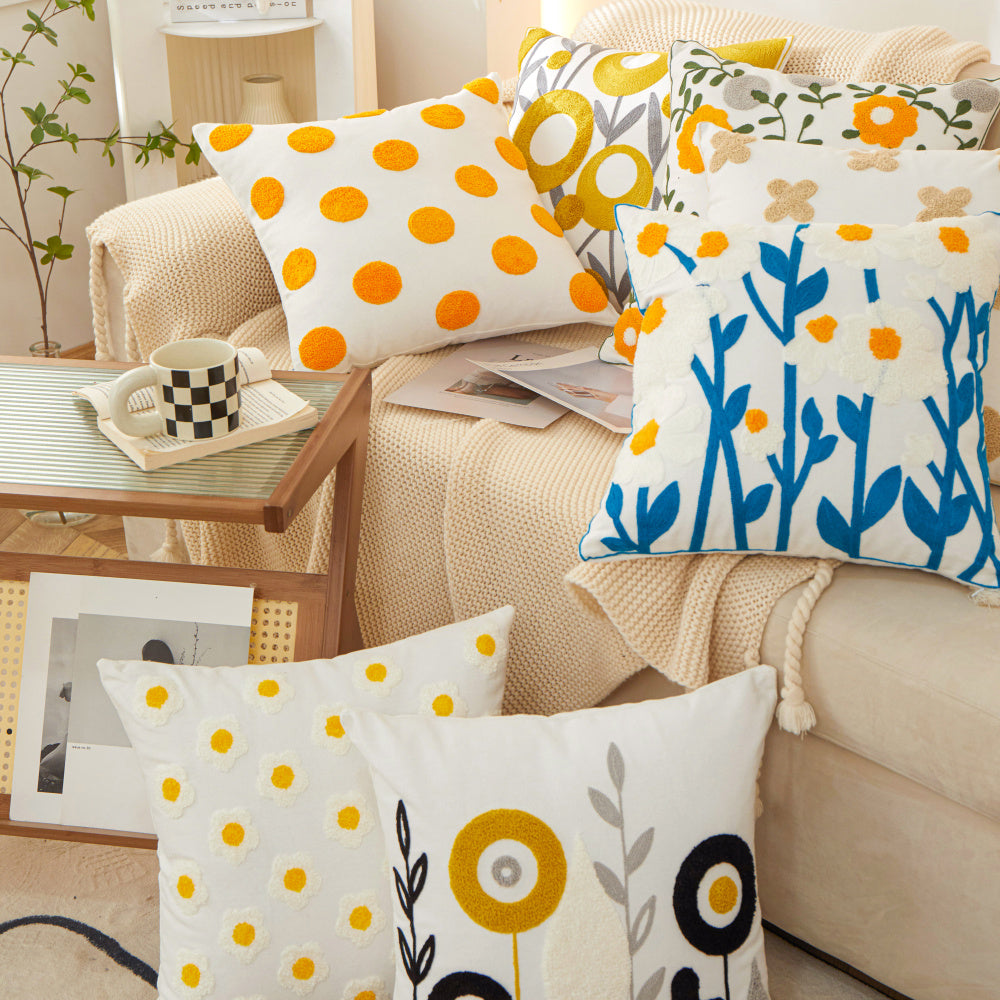 18"x18" Sunshine Blossom Whimsical Floral FULL set of Throw Pillow with insert